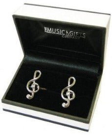 TREBLE CLEF CUFFLINKS - SILVER PLATED